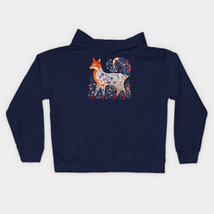 A Fox in Traditional Scandinavian Folk Art Style Kids Hoodie